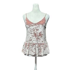 Y2K Crushed Velvet Bubblegum Pink Babydoll Boho Peplum Tank Top Soprano Size XS